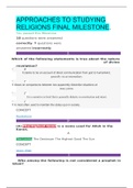 SOPHIA PATHWAY: Approaches to Studying Religions Final Milestone. | 100% CORRECT