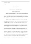 FP6016  Assessment1 1.docx  FP6016  Adverse Event Analysis  Capella University  Quality Improvement of Interprofessional Care  Analyzing an Adverse Event  Falls are an issue that affects all health care systems. According to the Joint Commission Center fo