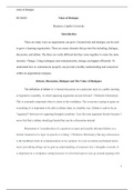 Value of Dialogue.docx  BUS4802                                                        Value of Dialogue   Business, Capella University  Introduction  There are many ways an organization can grow. Ground rules and dialogue can be used to grow a learning o