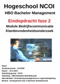 NCOI Eindopdracht Fase 2 HBO Bachelor Management Module Bedrijfscommunicatie 2021 Geslaagd