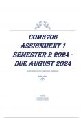 COM3706 Assignment 1 (COMPLETE ANSWERS) Semester 2 2024 - DUE August 2024 QUESTIONS SAND ANSWERS WITH RATIONALES COMPLETE AND WELL EXPLAINED 100% CORRECTLY VERIFIED BY EXPERTS AND GRADED A+ LATEST UPDATE 2024 100% GUARANTEED SUCCESS AFTER DOWNLOAD(ALL YOU