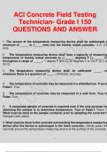 ACI Concrete Field Testing Technician- Grade I 150 QUESTIONS AND ANSWER