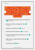 Agri technology Certification Review Exam Questions with Correct Verified Answers, Already Passed! (Complete & Accurate)