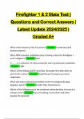 Firefighter 1 & 2 State Test | Questions and Correct Answers | Latest Update 2024/2025 | Graded A+