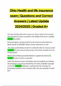 Ohio Health and life insurance exam | Questions and Correct Answers | Latest Update 2024/2025 | Graded A+