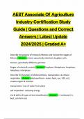 AEST Associate Of Agriculture Industry Certification Study Guide | Questions and Correct Answers | Latest Update 2024/2025 | Graded A+