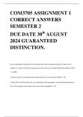 COM3705 ASSIGNMENT 1 CORRECT ANSWERS SEMESTER 2 DUE DATE 30th AUGUST 2024 GUARANTEED DISTINCTION.