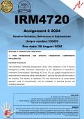 IRM4720 Assignment 2 (COMPLETE ANSWERS) 2024 (330426) - DUE 28 August 2024