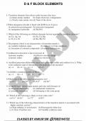 Chemistry – Class 12 – d & f Block Elements – 35 Multiple Choice Questions – Very Useful for Students Studying in Classes 11 & 12 and appearing in Engineering & Other Entrance Examinations and for Teachers teaching 11 & 12 