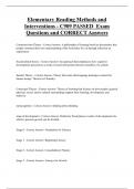 Elementary Reading Methods and  Interventions - C909 PASSED Exam  Questions and CORRECT Answers