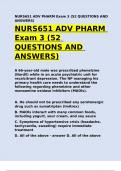 NURS651 ADV PHARM Exam 3 (52 QUESTIONS AND ANSWERS)