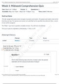 NR 509Week 1: Midweek Comprehension Quiz : Advanced Physical Assessment