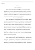 HUM115 v9 wk5 Reflection.docx  HUM/115  HUM/115             Critical thinking applies  Critical thinking applies to all aspects of life. Whether dealing with friends or having discussion with co-workers. In a Critical Thinking scenario Sally is a customer