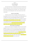 HUM115 v9 wk5 Reflection Template.docx  HUM/115             Critical Thinking Skills  University of Phoenix  Sally is good at what she does, even though at times she finds it time consuming she still takes pride in helping others. Yet there are times that