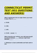 CONNECTICUT PERMIT TEST (651 QUESTIONS AND ANSWERS).