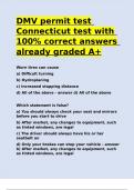 DMV permit test Connecticut test with 100- correct answers already graded A+.