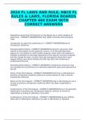 2024 FL LAWS AND RULE, NBCE FL RULES & LAWS, FLORIDA BOARDS CHAPTER 460 EXAM WITH CORRECT ANSWERS