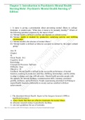 Chapter 1: Introduction to Psychiatric-Mental Health Nursing Mohr: Psychiatric Mental Health Nursing, 6th Edition,100% CORRECT