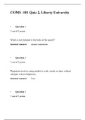 COMS 101 Quiz 2  Answers (4 Versions), COMS 101 SPEECH COMMUNICATION