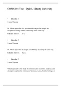 COMS 101 Quiz 1  Answers (5 Versions), COMS 101 SPEECH COMMUNICATION