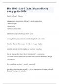 Bio 1500 - Lab 3 Quiz (Mizzou-Bush) study guide 2024