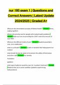 nur 180 exam 1 | Questions and Correct Answers | Latest Update 2024/2025 | Graded A+