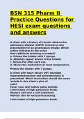 BSN 315 Pharm II Practice Questions for HESI exam questions and answers