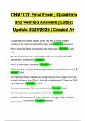 CHM1020 Final Exam | Questions and Verified Answers | Latest Update 2024/2025 | Graded A+