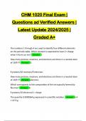 CHM 1020 Final Exam | Questions ad Verified Answers | Latest Update 2024/2025 | Graded A+