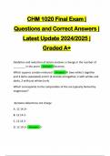 CHM 1020 Final Exam | Questions and Correct Answers | Latest Update 2024/2025 | Graded A+