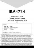 IRM4724 Assignment 4 (ANSWERS) 2024 - DISTINCTION GUARANTEED