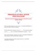 PRINCIPLES OF REAL ESTATE PRACTICE EXAM WITH GUARANTEED ACCURATE ANSWERS |VERIFIED