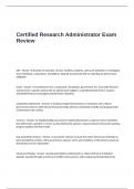 Certified Research Administrator Exam Review  Questions and Answers