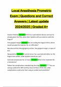 Local Anesthesia Prometric Exam | Questions and Correct Answers | Latest update 2024/2025 | Graded A+