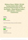 Midterm Exam: NR566 / NR 566 (Latest Update 2024 / 2025) Advanced Pharmacology for Care of the Family | Exam Review Guide | 100% Correct | Grade A - Chamberlain