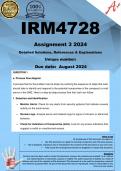 IRM4728 Assignment 3 (COMPLETE ANSWERS) 2024 - DUE 30 August 2024