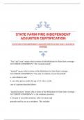 STATE FARM FIRE INDEPENDENT ADJUSTER CERTIFICATION EXAM |ACCURATE ANSWERS