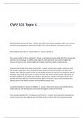 CWV 101 Topic 4 Exam Questions and Answers