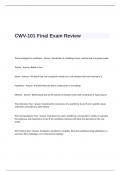 CWV-101 Final Exam Review Questions and Correct Answers