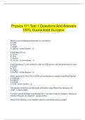    Physics 111 Test 1 Questions And Answers 100% Guaranteed Success.