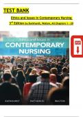 TEST BANK for Ethics and Issues in Contemporary Nursing 3rd Edition by Burkhardt & Walton, All Chapters 1 - 20 Complete, Verified Latest Edition; ISBN: 9780176696573