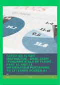 CERTIFIED FLIGHT INSTRUCTOR - ORAL EXAM (FUNDAMENTALS OF FLIGHT, PART 61 AND 91 INFORMATION PERTAINING TO CFI EXAM) SCORED A+