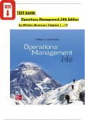 TEST BANK for Operations Management, 14th International Edition by William Stevenson, All Chapters 1 - 19 Complete, Verified Latest Edition ISBN: 9781260575712