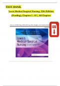 Test Bank for Lewis's Medical-Surgical Nursing, 12th Edition by Harding & Hagler's, All Chapters 1 - 69 Complete, Verified Latest Edition ISBN: 9780323789615