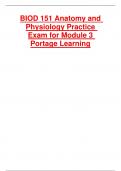 BIOD 151 Anatomy and  Physiology Practice Exam for Module 3  Portage Learnin