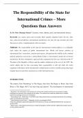 The Responsibility of the State for  International Crimes – More  Questions than Answers 