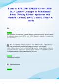 Exam 1: PNR 208/ PNR208 (Latest 2024/ 2025 Updates STUDY BUNDLE WITH COMPLETE SOLUTIONS) Concepts of Community-Based Nursing | Questions and Verified Answers| 100% Correct| Grade A- Fortis