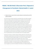 NR606 / NR 606 Week 3 Discussion Post| Diagnosis & Management in Psychiatric Mental Health II | Latest 2024 