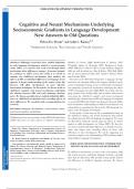 Cognitive and Neural Mechanisms Underlying Socioeconomic Gradients in Language Development: New Answers to Old Questions