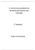 A’ LEVEL MANAGEMENT OF BUSINESS QUESTIONS AND  ANSWERS 1ST EDITION TURN- UP COLLEGE